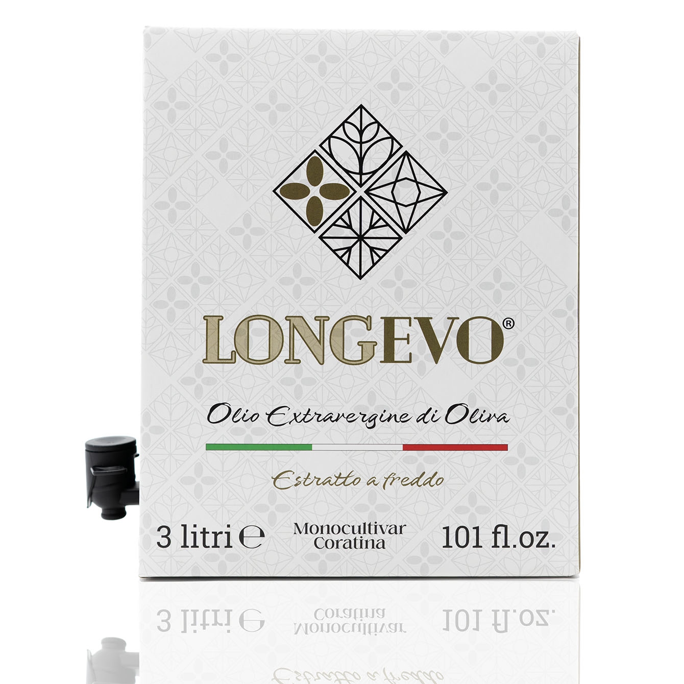 confezione da 3 litri di olio extra vergine di oliva monocultivar coratina - bag in box