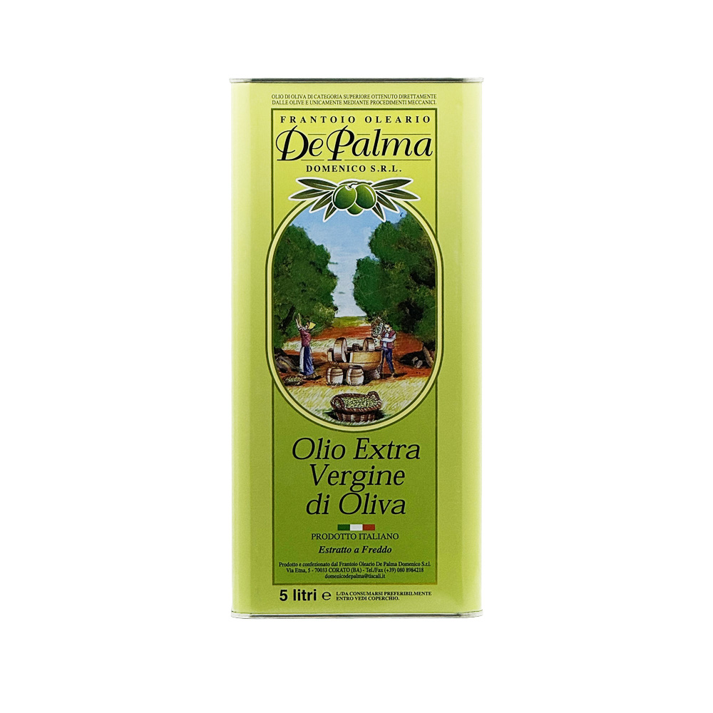 Lattina 5 Litri olio extra vergine di oliva estratto a freddo prodotto italiano frantoio de palma