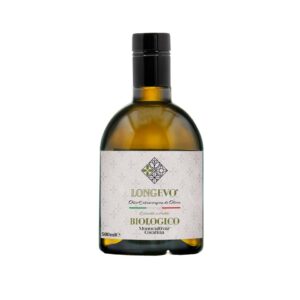 bottiglia 500 ml di olio di oliva extravergine biologico monocultivar coratina prodotto a corato frantoio de palma